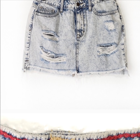 Forever 21 skirt acid washed destroyed blue large - Picture 2 of 2
